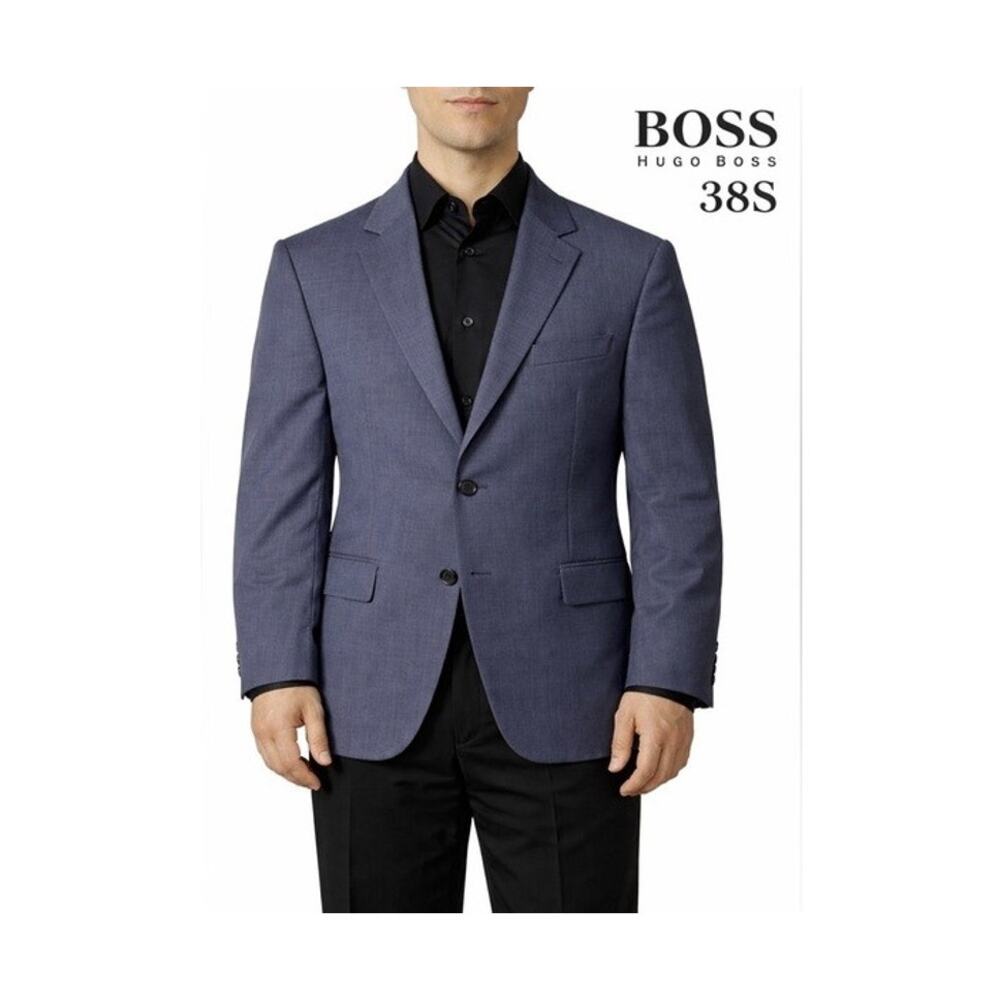 Hugo Boss BOSS Blazer Mens 38S Blue Super 100 Wool Sport Coat Tailored Modern
